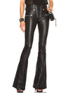 ZASUWA Female Faux Leather Zipper Lace-up Flare Leggings