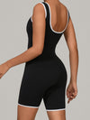 ZASUWA Female U Collar Contrast Color Stripes Backless Romper