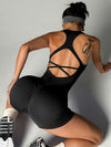 ZASUWA Female Cross Back Ribbed Short Romper