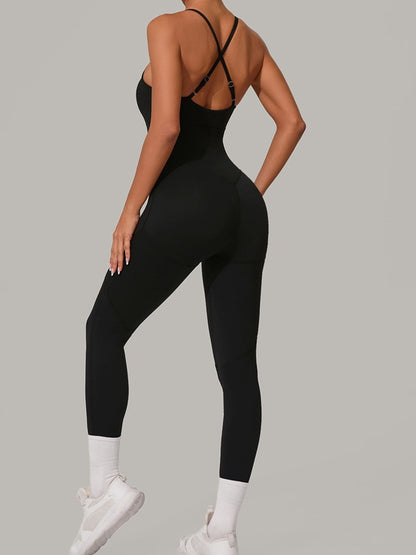 Sexy Cross Back Push-Up Jumpsuit