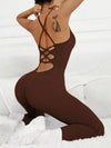 ZASUWA Female Sexy Cross Back Elastic Tight Jumpsuit