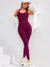 ZASUWA Female Cross Back U Collar Jumpsuit