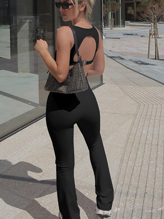 ZASUWA Female Backless Flare Jumpsuit