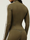 ZASUWA Female Zipper Contrast Color Stripes Pocket Jacket