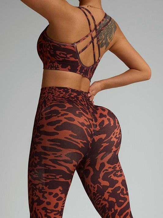 ZASUWA Female Leopard Print Cross Back Tracksuit