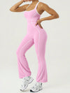 ZASUWA Female Sexy Contrast Color Stripes Cross Back Flare Jumpsuit