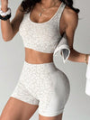 ZASUWA Female Leopard Print Cross Back Short Tracksuit