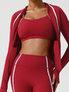ZASUWA Female Contrast Color Stripes Pocket Zipper Jacket