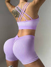 ZASUWA Female Deep V Back Scrunch Bum Ribbed Short Tracksuit