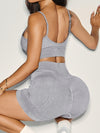 ZASUWA Female Faux Denim Seamless Short Tracksuit