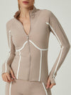 ZASUWA Female Contrast Color Stripes Zipper Jacket