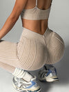 ZASUWA Female V-shaped Waist Ribbed High-waisted Hip-lift Scrunch Bum Leggings
