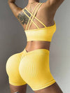 ZASUWA Female Deep V Back Scrunch Bum Ribbed Short Tracksuit