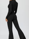 Fleece Zipper Flare Jumpsuit