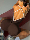 ZASUWA Female Contrast Color Cross Back Ribbed Jumpsuit