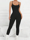 ZASUWA Female Sexy Cross Back Elastic Tight Jumpsuit