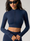 ZASUWA Female Basic Zipper Thumbhole Cropped Jacket
