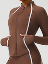 ZASUWA Female Contrast Color Stripes Pocket Zipper Jacket