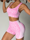 ZASUWA Female Leopard Print Cross Back Short Tracksuit
