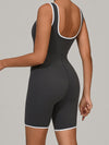 ZASUWA Female U Collar Contrast Color Stripes Backless Romper