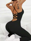 ZASUWA Female Sexy Cross Back Elastic Tight Jumpsuit