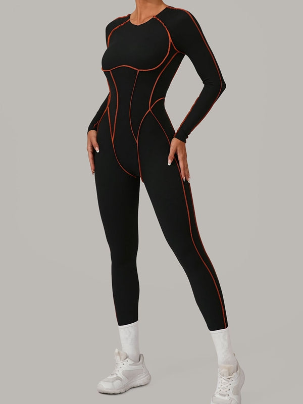 Sexy Backless Contrast Color Stripes Jumpsuit