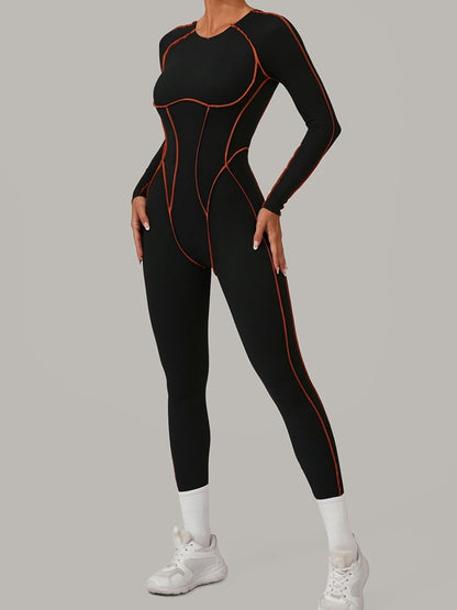Sexy Backless Contrast Color Stripes Jumpsuit