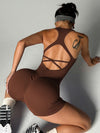ZASUWA Female Cross Back Ribbed Short Romper