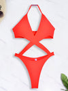 ZASUWA Female Unique Glossy PU Cross One Piece