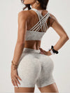 ZASUWA Female Leopard Print Cross Back Short Tracksuit