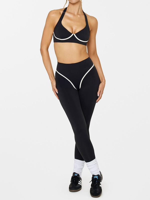 Stripes Backless Push-Up High-rise Tracksuit