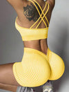 ZASUWA Female Deep V Back Scrunch Bum Ribbed Short Tracksuit