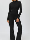Fleece Zipper Flare Jumpsuit