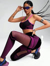 ZASUWA Female Contrast Color Fishnet Cross Back Stripe Print Push Up Design Tracksuit