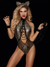 Leopard Wild Style Lace Up Net Glossy Lingerie