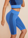 ZASUWA Female High Waist Houndstooth Spandex Gym Booty Bicycle Shorts
