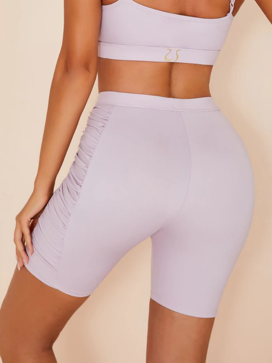 ZASUWA Female High Waist Solid Color Spandex Gym Booty Shorts