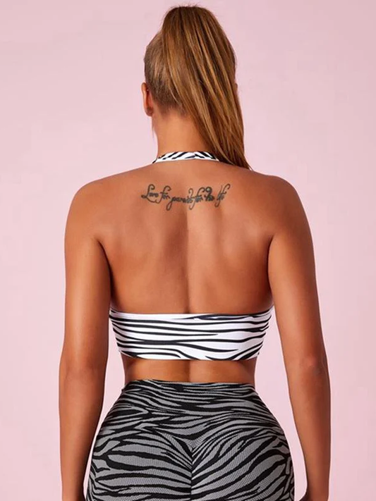 ZASUWA Female Sports Bras Halter Zebra Pattern Beauty Back Sports Bras