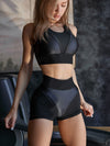 ZASUWA Female Fly Eye PU Hip-lift Spandex Gym Booty Shorts