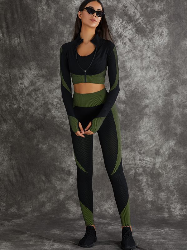 3 Pieces Long Sleeve Zippers Fitness Suits X Carmen⭐