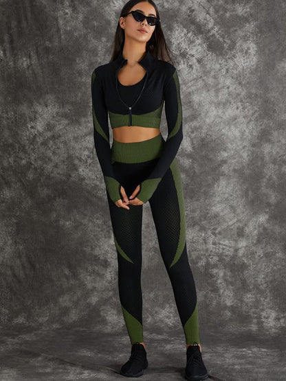 3 Pieces Long Sleeve Zippers Fitness Suits X Carmen⭐