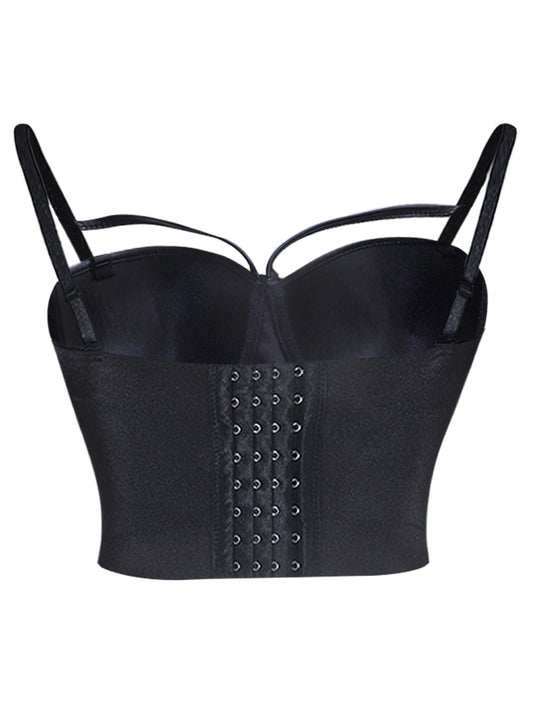 Plus Size Glossy Faux Leather Hollow Out Corset Shapewear