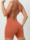 ZASUWA Female U Collar Cross Back Short Jumpsuit