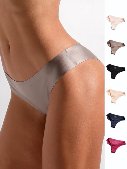 ZASUWA Female Solid Ice Silk Shorts Thong