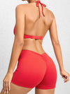 ZASUWA Female Deep V Collar Backless Scrunch Bum Romper