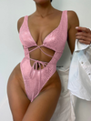 ZASUWA Female Special Fabric Lace-up Swimsuit