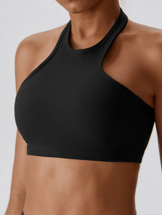 ZASUWA Female Ribbed Halter Backless Sports Bras