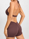ZASUWA Female Deep V Collar Backless Scrunch Bum Romper