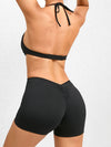 ZASUWA Female Deep V Collar Backless Scrunch Bum Romper