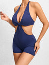 ZASUWA Female Deep V Collar Backless Scrunch Bum Romper